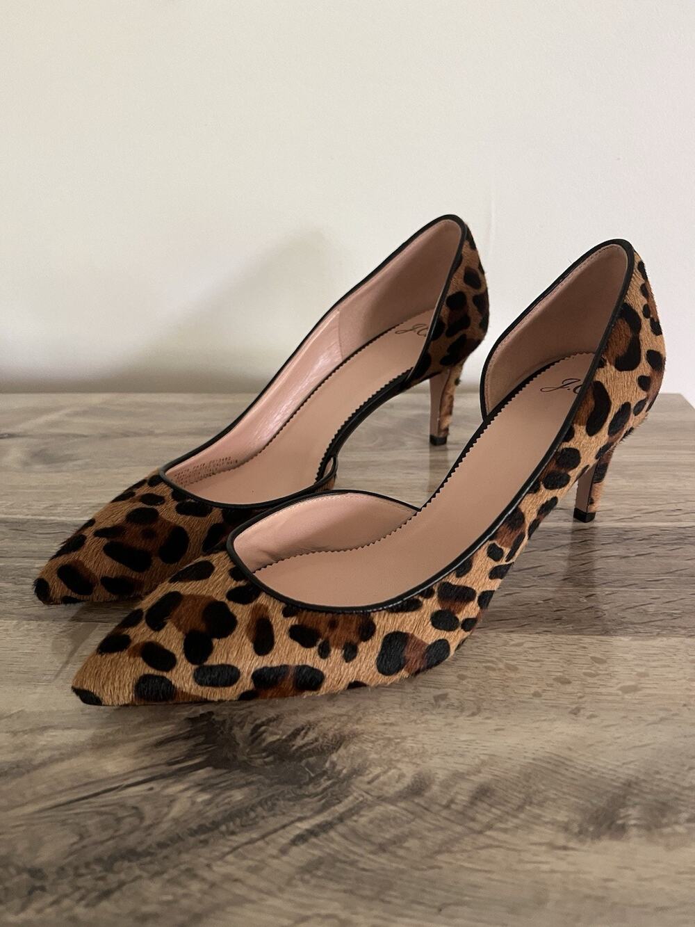 J.Crew Colette d'Orsay Pumps in Leopard Calf Hair Size 10 Made In Italy Pointed